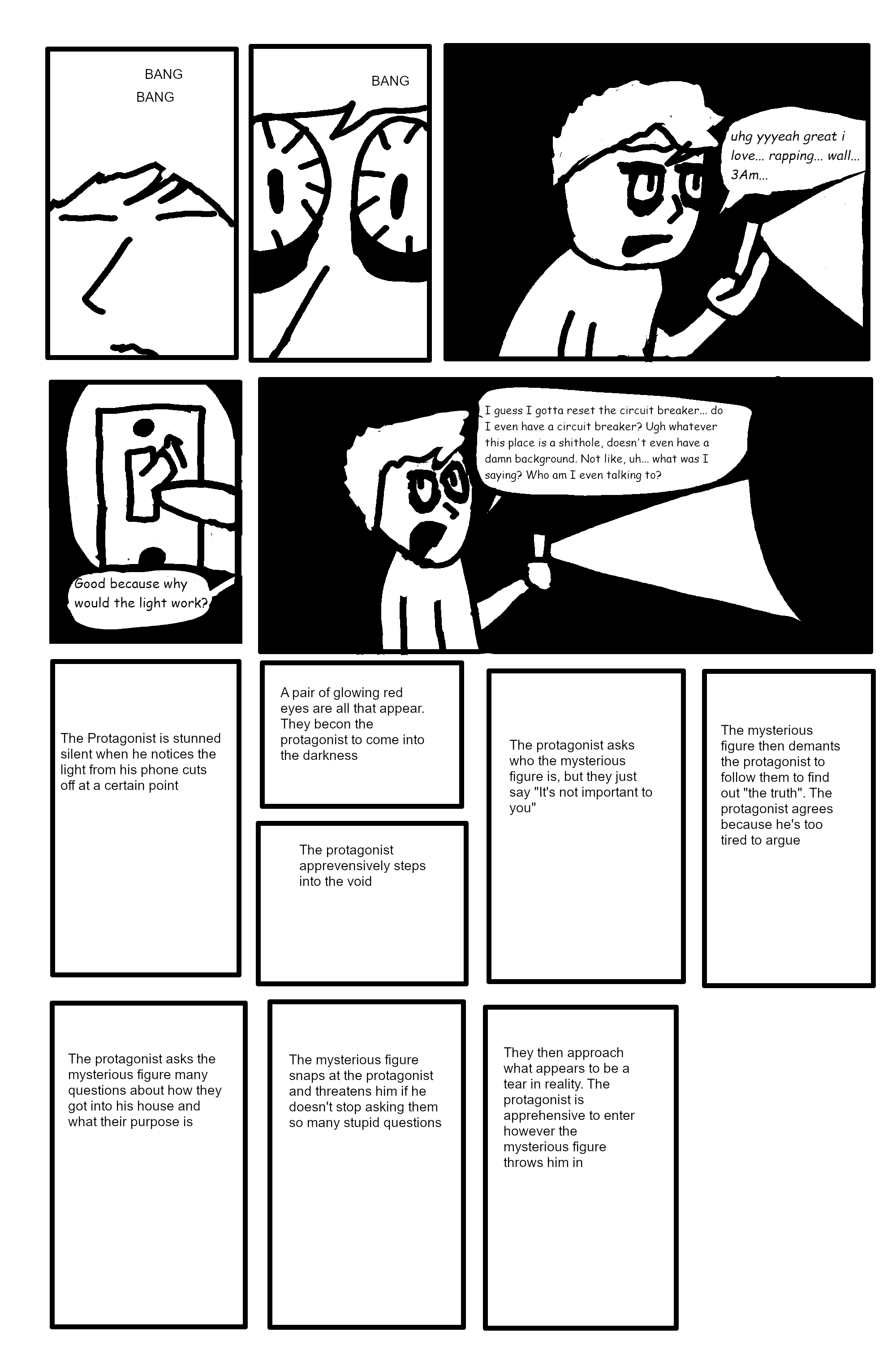 An early version of page 1 of the Brush with the void comic